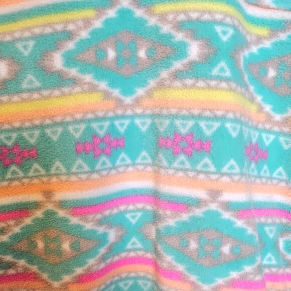 Chubbie's The Flame Commander Fleece Quarter Zip Teal & Pink Aztec Pullover - Picture 5 of 9